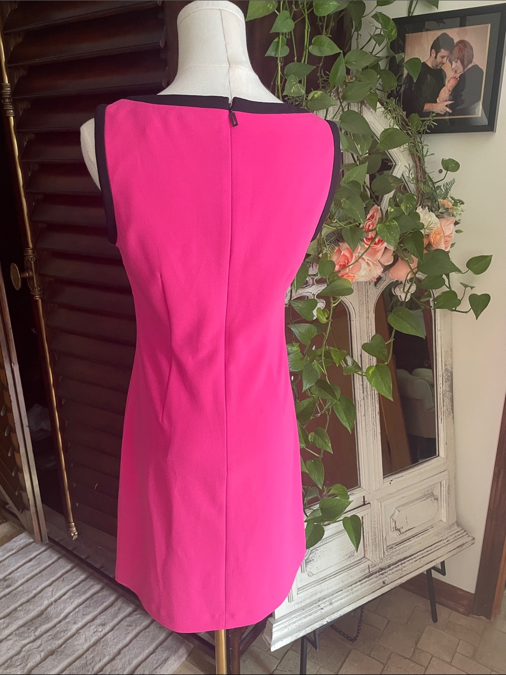 Say Hot Pink and Black Sheath Dress Size 36 or 4 Legally Blonde Style Jackie O - Picture 7 of 8
